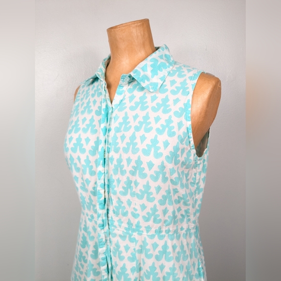 Livro Maxi Dress Womens Size Small Aqua White Boho Collared Button Front - Picture 7 of 14